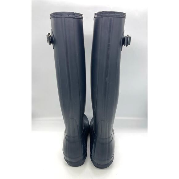 Hunter Black Original Back Adjustable Tall Rubber Rain Boot Women's Size 10 - Picture 4 of 7